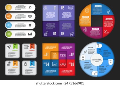 Vector collection infographic chart 4 step. Concept startup development strategy. Infographic for business information.