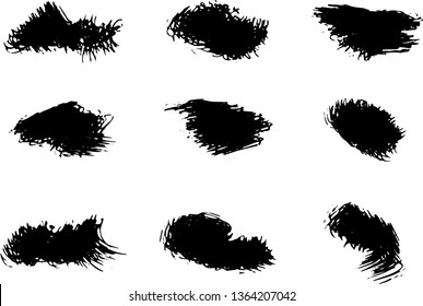 Vector collection of ink, grunge, dirty brush, black paint, strokes. Abstract grunge banner. Black brush stroke background.