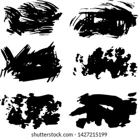 Vector collection of ink, grunge, dirty brush, black paint, strokes. Abstract grunge banner. Black brush stroke background.	
