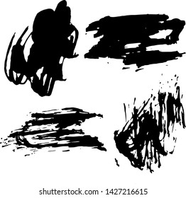 Vector collection of ink, grunge, dirty brush, black paint, strokes. Abstract grunge banner. Black brush stroke background.	
