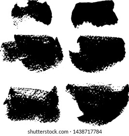 Vector collection of ink, grunge, dirty brush, black paint, strokes. Abstract grunge banner. Black brush stroke background.	