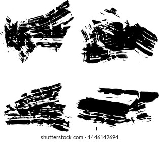 Vector collection of ink, grunge, dirty brush, black paint, strokes. Abstract grunge banner. Black brush stroke background.	
