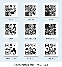 Vector collection of Internet related qr codes for your design.