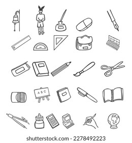 vector collection of irregular drawn school icons