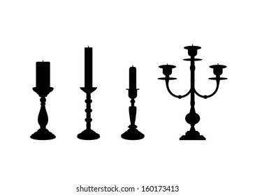 Vector collection of isolated candle silhouettes 