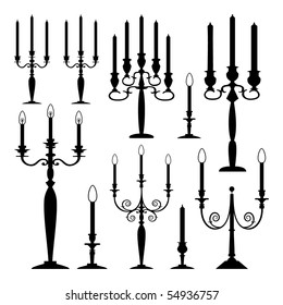 Vector collection of isolated candle silhouettes