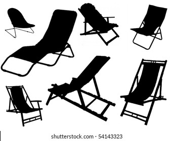 vector collection of isolated chaise longues