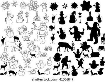 vector collection of isolated christmas silhouettes - check for more