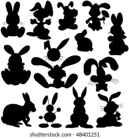 vector collection of isolated easter bunny