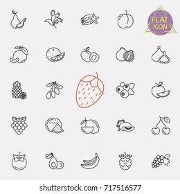 Vector Collection of Isolated Fruit Outline Icons