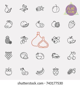 Vector Collection of Isolated Fruit Outline Icons