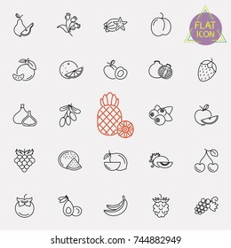 Vector Collection of Isolated Fruit Outline Icons