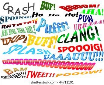 vector collection of isolated funny comic book sound effects collection