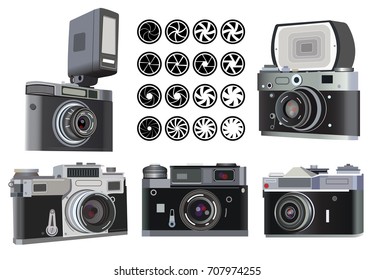 vector collection of isolated vector photo cameras