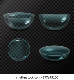 Vector Collection Of Isolated Realistic Eye Contacts Lenses On The Transparent Background.