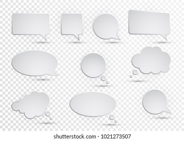 Vector collection of isolated speech bubbles on the transparent background.