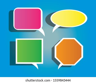 Vector collection of isolated speech bubbles on the blue background.