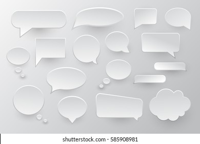 Vector collection of isolated speech bubbles on the gray background.