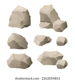 Colección vectorial de piedras aisladas. Elementos de paisaje natural.