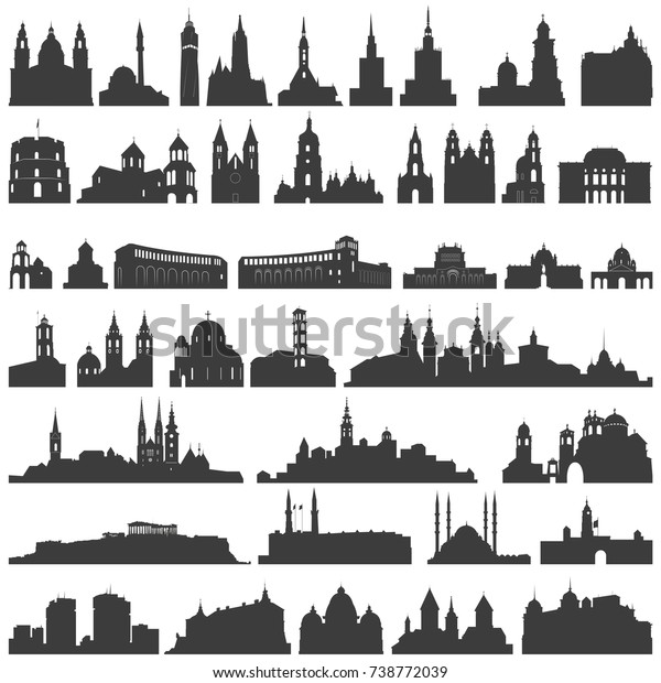 Vector Collection Isolated Temples Churches Cathedrals Stock Vector Royalty Free 738772039 7516