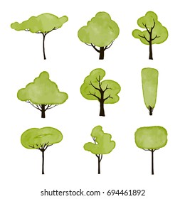 Ilustraciones, imágenes y vectores de stock sobre Tree Watercolor Top