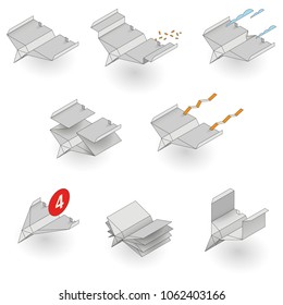 Vector collection of isometric paper  planes