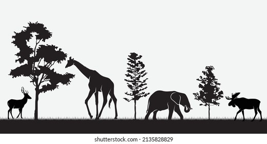 Vector Collection Jangal Animal Silhouettes Stock Vector (Royalty Free ...