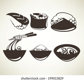 vector collection of japanese food symbols