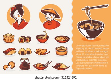 vector collection of japanese food symbols