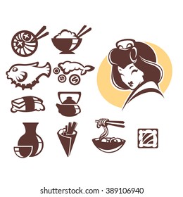 vector collection of japanese food symbols