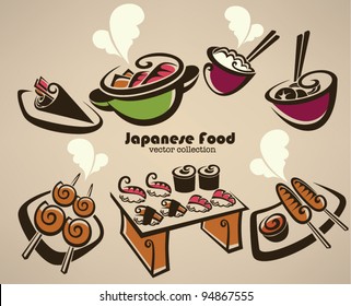 vector collection of japanese food symbols