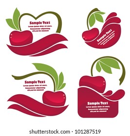 vector collection of juice stickers and cherry symbols for your text