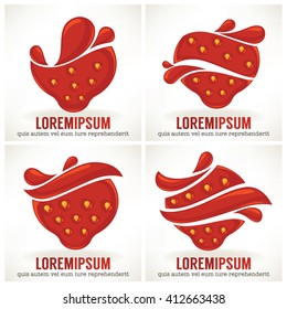 vector collection of juice stickers and strawberry symbols for your text