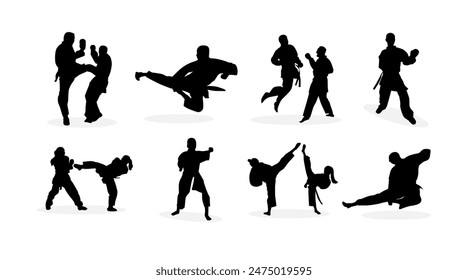 vector collection of karate martial arts silhouette illustrations