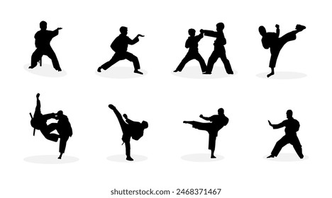 vector collection of karate silhouette illustrations