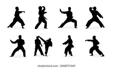 vector collection of karate silhouette illustrations