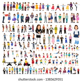 vector collection of kids in flat style