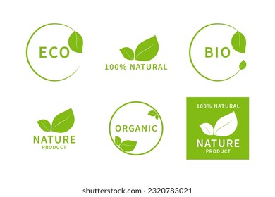 Vector collection of labels. ECO, BIO, Organic products. Isolated on white background.