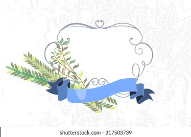 Vector collection of labels and elements for Sukkot (Jewish Traditional Holiday). Icons and badges with signature "Happy Sukkot". Template for card with lemons and traditional herbs