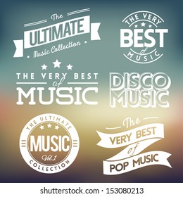 Vector Collection of Labels with Music Themes