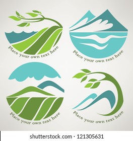 vector collection of landscape symbols in round shape