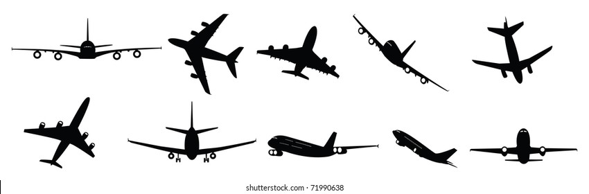 vector collection of large passenger jet aircraft