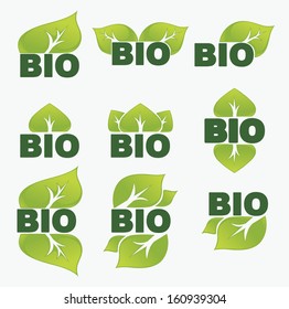 vector collection of leaf signs, symbols and bio slogans