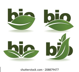 vector collection of leaf signs, symbols and bio slogans