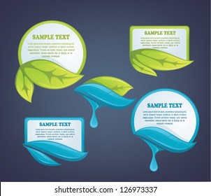 vector collection of leaf and water frames, labels and stickers