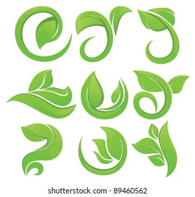vector collection of leaves growing plants and nature elements