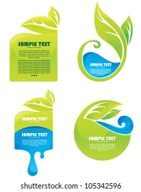 vector collection of leaves and water symbols and stickers