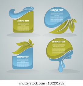 vector collection of leaves and water symbols and stickers