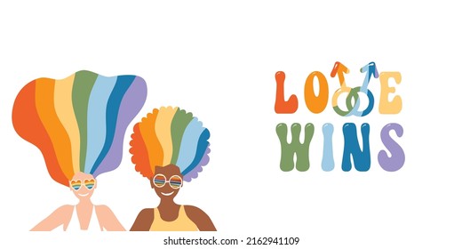 Vector collection of LGBTQ community symbols retro pride vibes with rainbow Pride month hand drawn concept Vector illustration