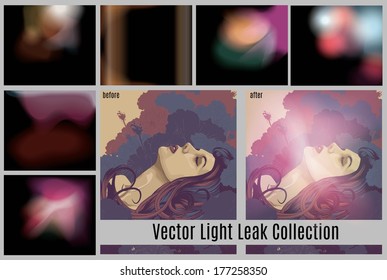 Vector collection of light leak effects